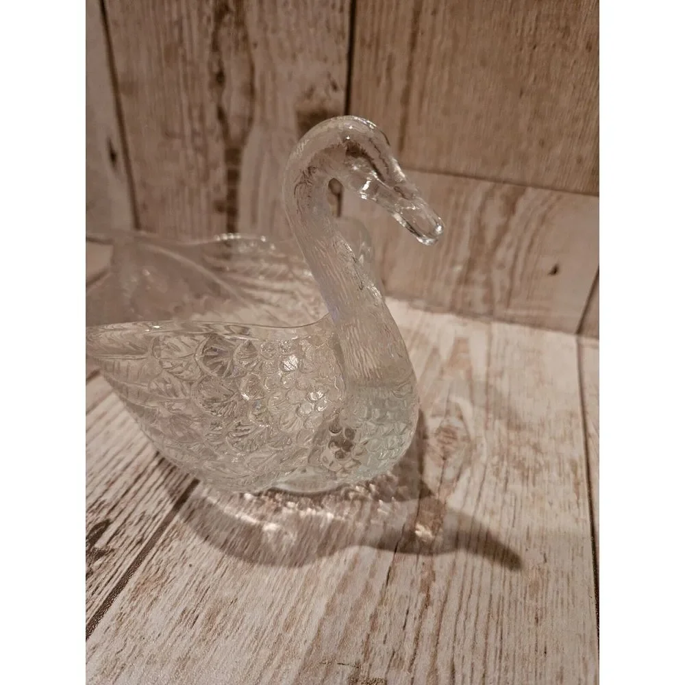 Vintage‎ Clear Pressed Glass Swan Candy Nut Mint Dish